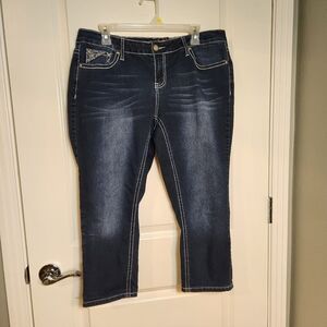 Love Indigo, Blue Denim Capri Jeans